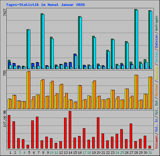 Tages-Statistik im Monat Januar 2026